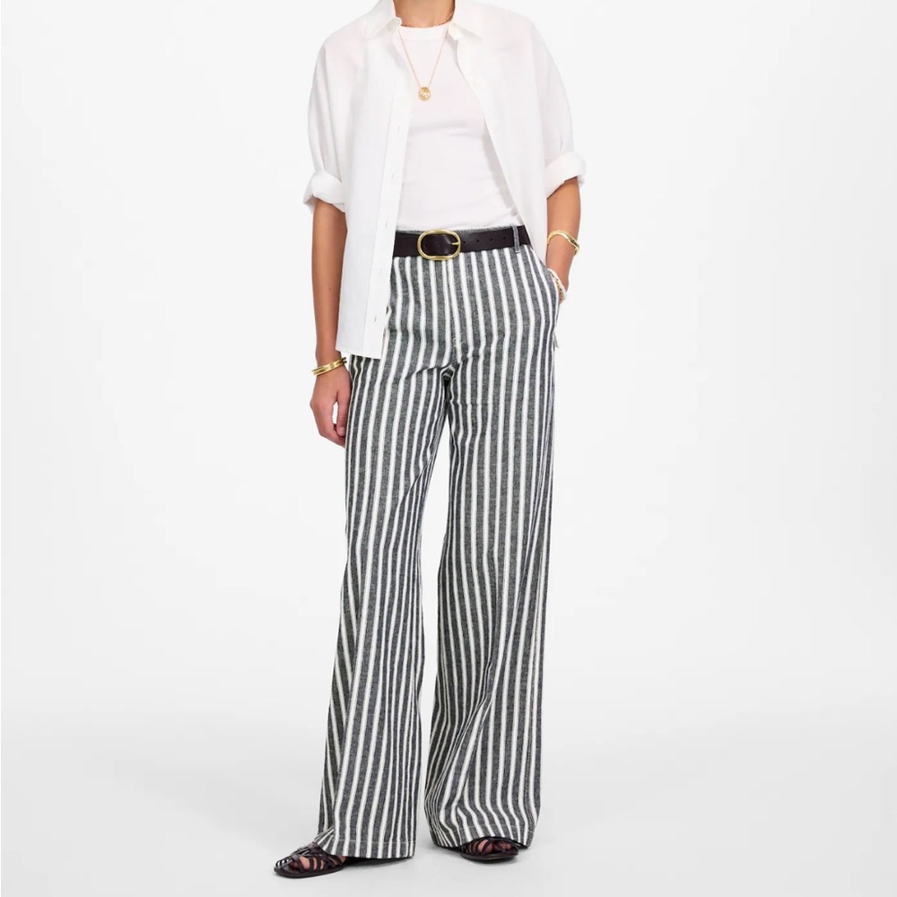 Madewell The Petite Zoe Relaxed Wide Pant in Linen-Cotton Blend